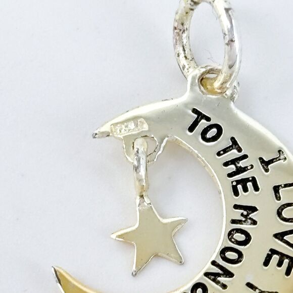 Vintage Sterling Silver 925 Gold-Tone "I Love You To The Moon And Back" Pendant - Picture 5 of 7